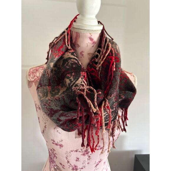 Cejoni scarf red black grey infinity scarf - Picture 3 of 4